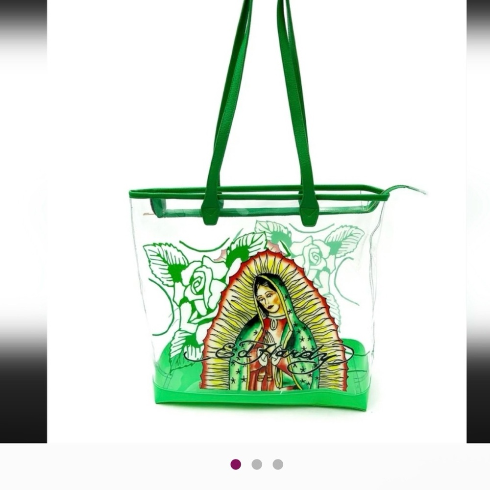 Ed Hardy Green and Red Tote Bag